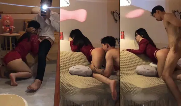 Bé sinh viên kính cận váy đỏ đưa em đi chơi mà anh vét máng vỗ đỏ hết cả mông em